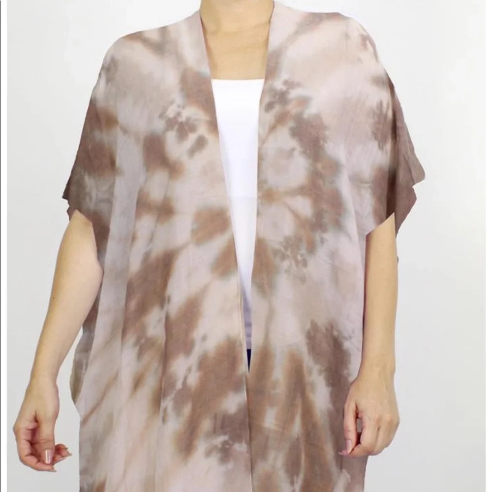 Brown Tie-Dye Womens Swim Cover-Up Kaftan